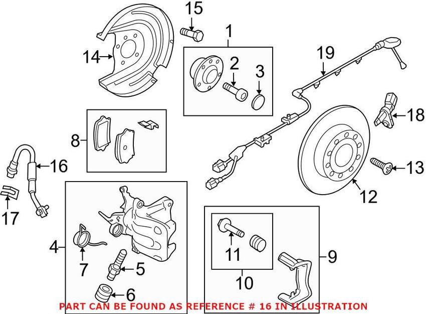 VW Brake Hose - Rear 5QM611775B